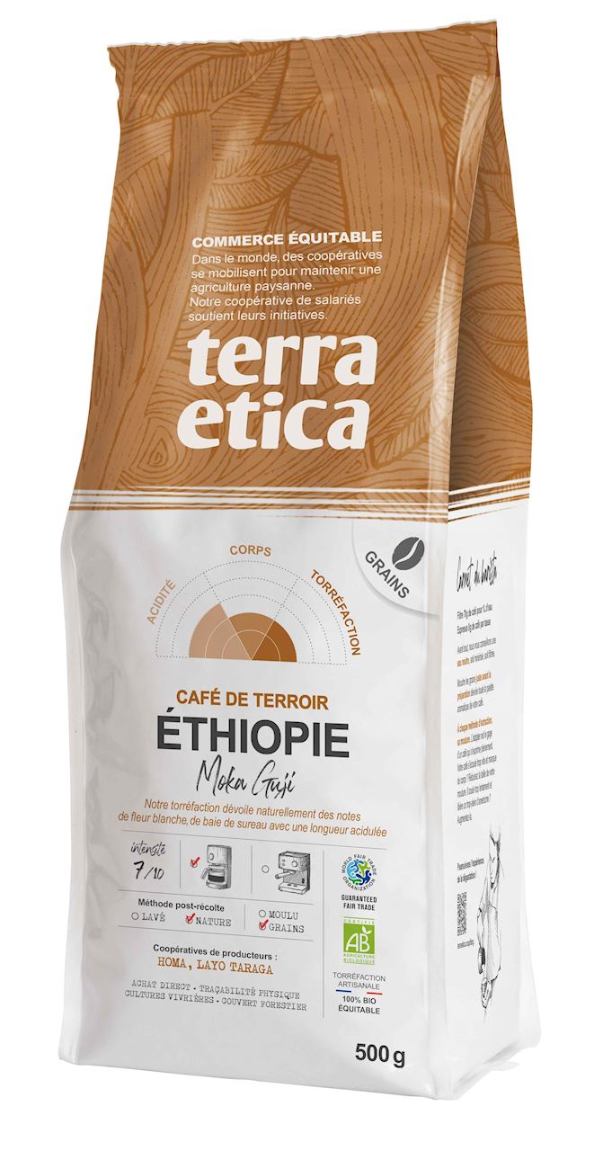 KAWA ZIARNISTA ARABICA 100 % MOKA GUJI ETIOPIA FAIR TRADE BIO 500 g...