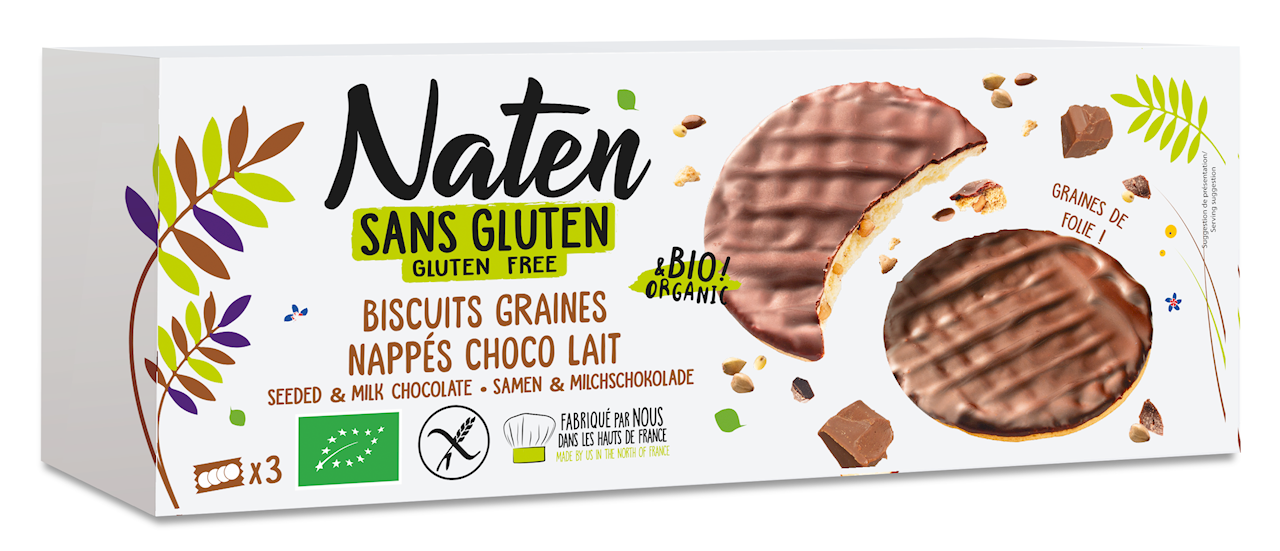 CIASTKA Z NASIONAMI OBLANE CZEKOLADĄ MLECZNĄ BEZGLUTENOWE BIO 150 g...