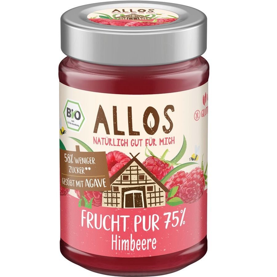 MUS MALINOWY (75 % OWOCÓW) BEZGLUTENOWY BIO 200 g - ALLOS