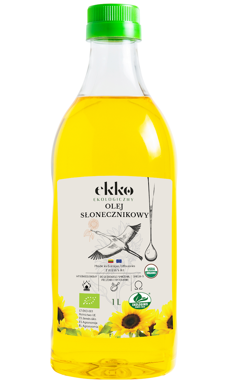 OLEJ SŁONECZNIKOWY DO GOTOWANIA I SMAŻENIA TŁOCZONY NA ZIMNO BIO 1 L...