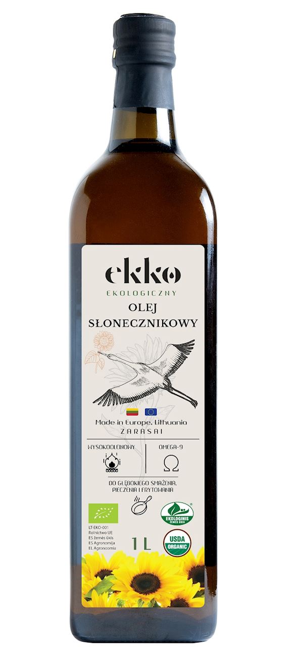 OLEJ SŁONECZNIKOWY DO GOTOWANIA I SMAŻENIA TŁOCZONY NA ZIMNO BIO 1 L