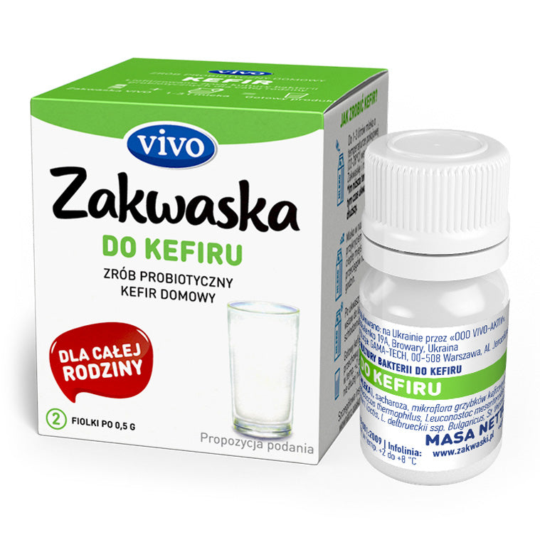 ŻYWE KULTURY BAKTERII DO KEFIRU "ZAKWASKA" BEZGLUTENOWE 1 g (2 FIOLKI)...