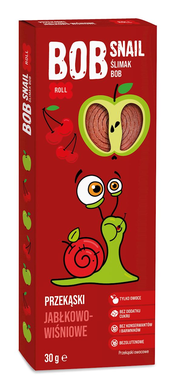 PRZEKĄSKA ROLL JABŁKO - WIŚNIA BEZ DODATKU CUKRÓW BEZGLUTENOWA 30 g...