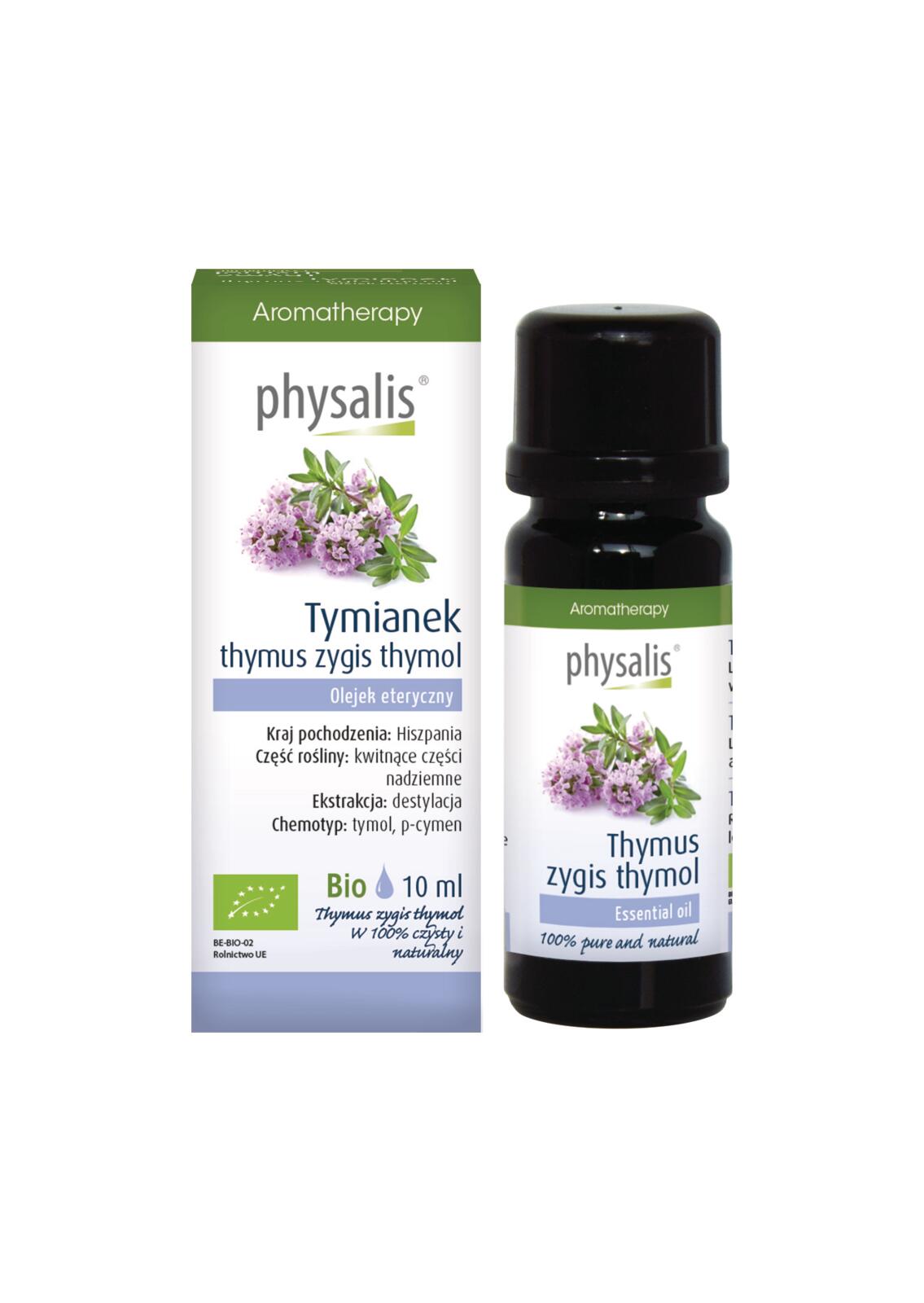 OLEJEK ETERYCZNY TYMIANEK THYMUS ZYGIS THYMOL BIO 10 ml - PHYSALIS