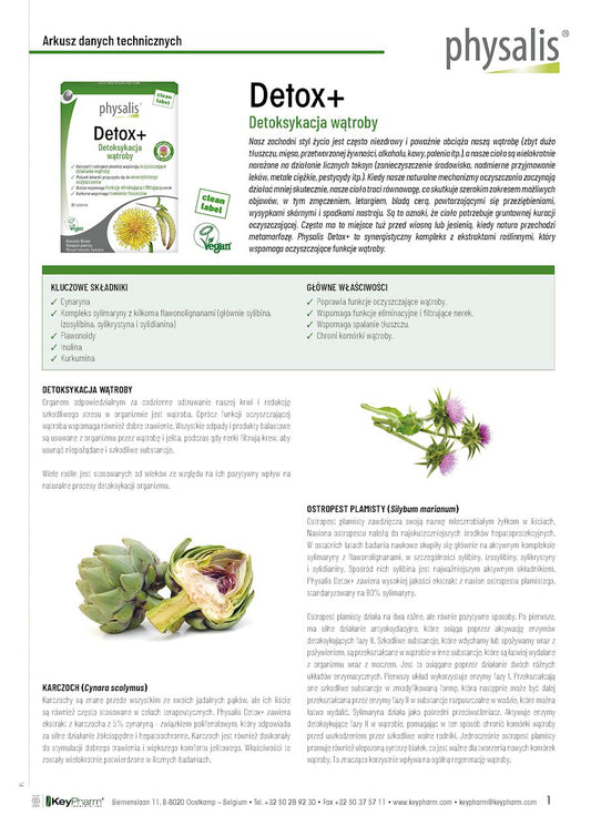 TABLETKI NA DETOKSYKACJĘ WĄTROBY (DETOX+) 30 szt. - PHYSALIS