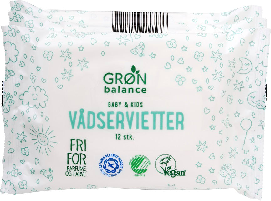 CHUSTECZKI NAWILŻANE PODRÓŻNE DLA DZIECI ECO 3 x 12 szt. - GRON BALANCE