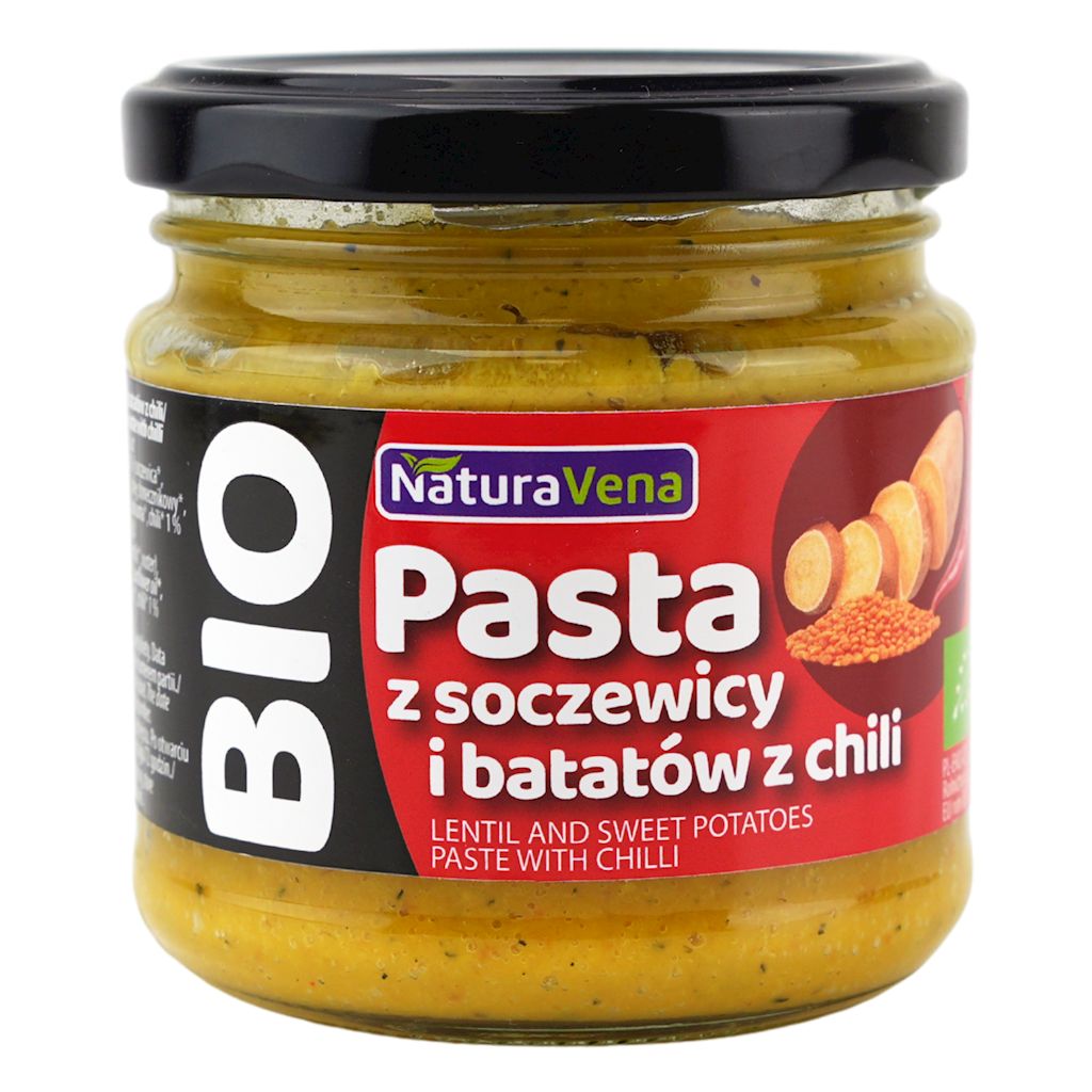 PASTA Z SOCZEWICY I BATATÓW Z CHILI BIO 185 g - NATURAVENA
