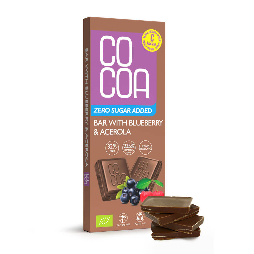 CZEKOLADA JAGODOWA Z WITAMINĄ C Z ACEROLI BEZ DODATKU CUKRÓW BIO 40 g...
