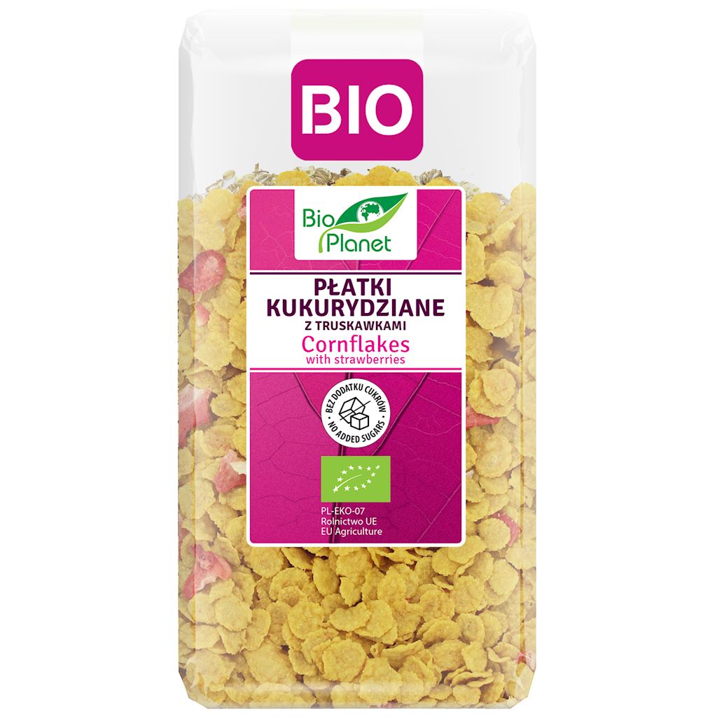 PŁATKI KUKURYDZIANE Z TRUSKAWKAMI BEZ DODATKU CUKRÓW BIO 250 g - BIO...