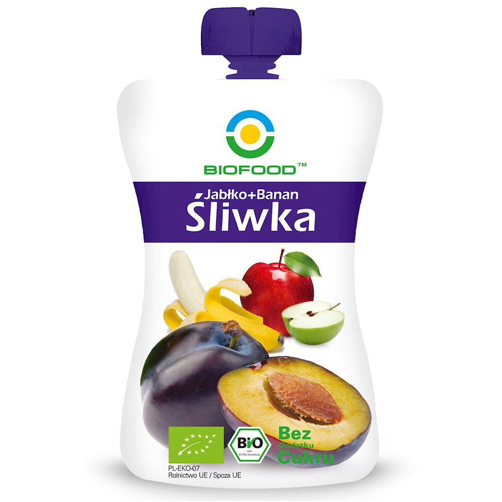 MUS JABŁKO - BANAN - ŚLIWKA BEZ DODATKU CUKRÓW BEZGLUTENOWY BIO 200...