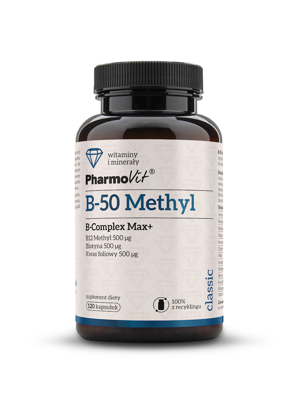 WITAMINA B-50 METHYL B-COMPLEX MAX+ BEZGLUTENOWA 120 KAPSUŁEK...