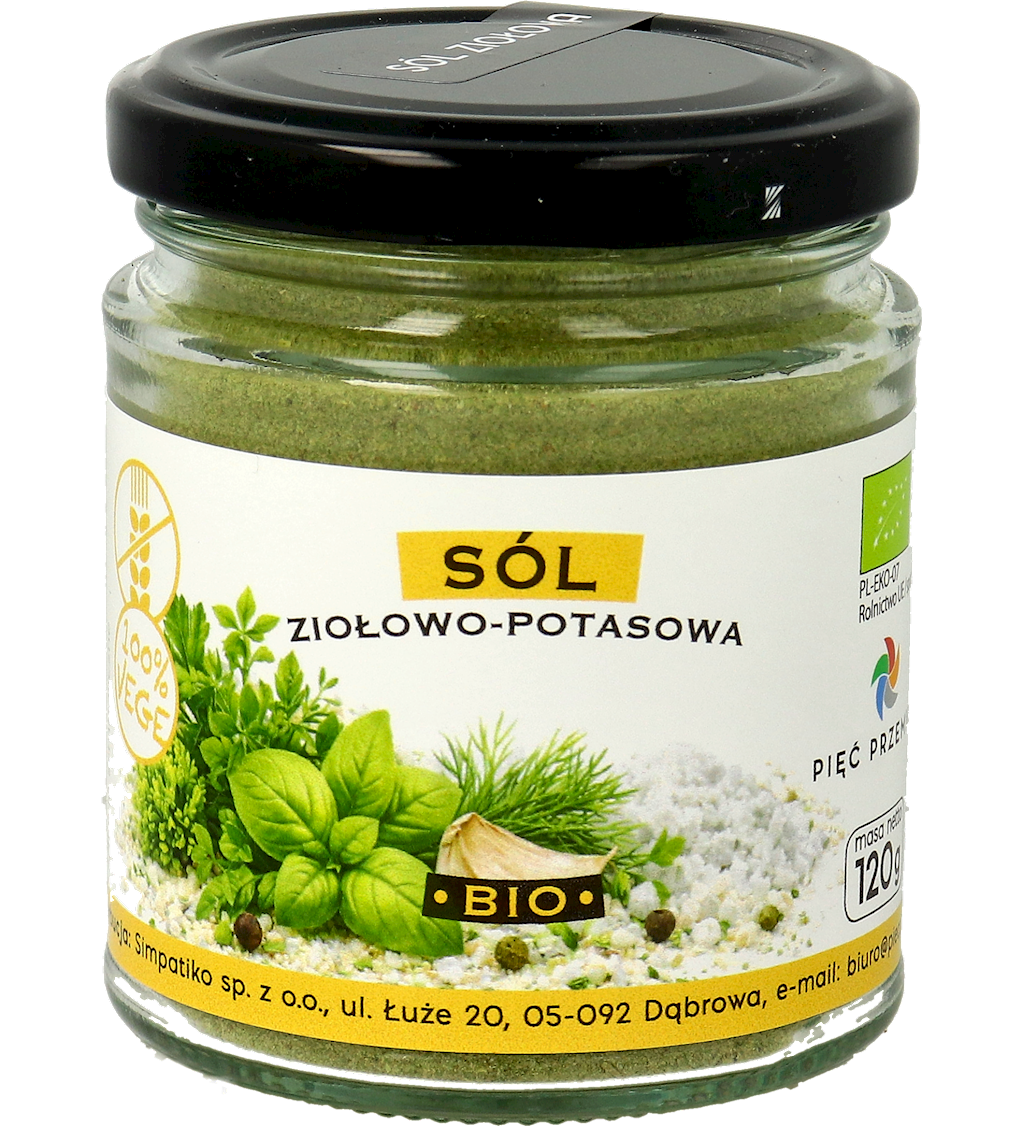 SÓL ZIOŁOWO - POTASOWA BEZGLUTENOWA BIO 120 g - PIĘĆ PRZEMIAN