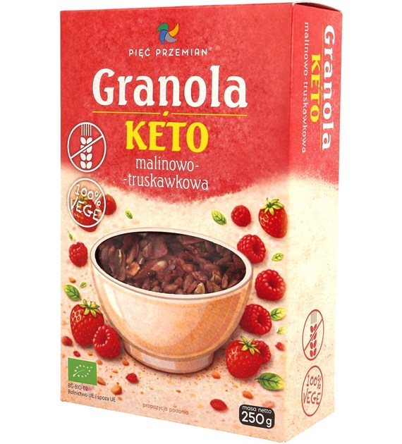 GRANOLA MALINOWO - TRUSKAWKOWA BEZ DODATKU CUKRÓW BEZGLUTENOWA KETO...