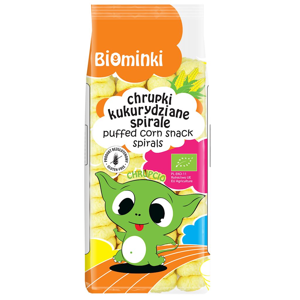 CHRUPKI KUKURYDZIANE SPIRALE BEZGLUTENOWE BIO 60 g - BIOMINKI