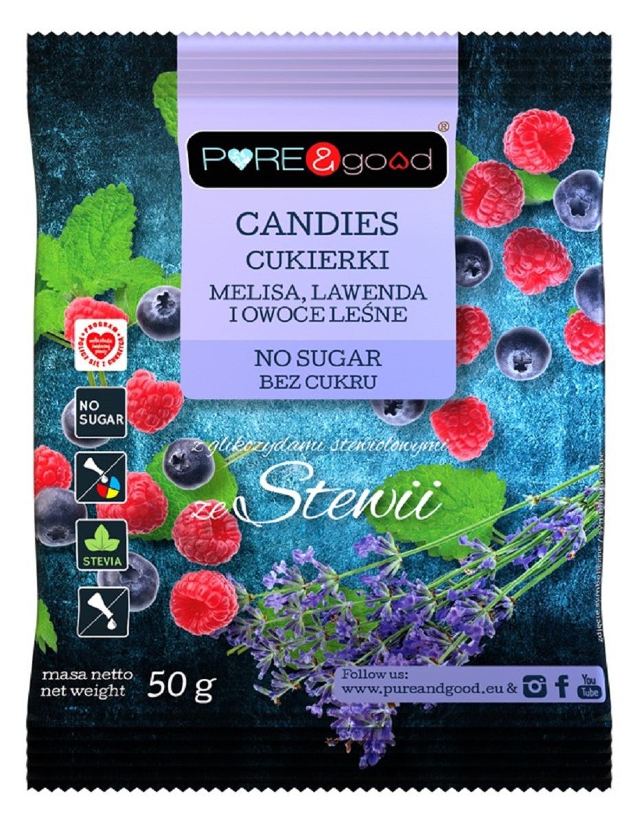 CUKIERKI Z MELISĄ, LAWENDĄ I OWOCAMI LEŚNYMI ZE STEWIĄ BEZ CUKRU 50...