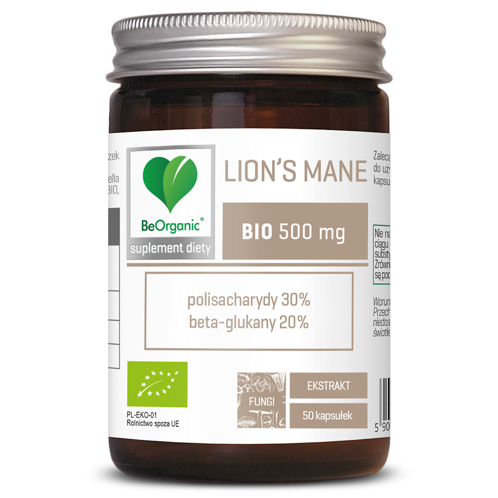 GRZYBY SOPLÓWKA JEŻOWATA (LION'S MANE) EKSTRAKT BIO (500 mg) 50...
