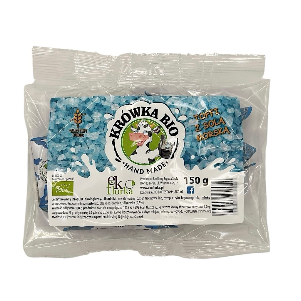KRÓWKI TOFFI Z SOLĄ MORSKĄ BEZGLUTENOWE BIO 150 g - EKOFLORKA