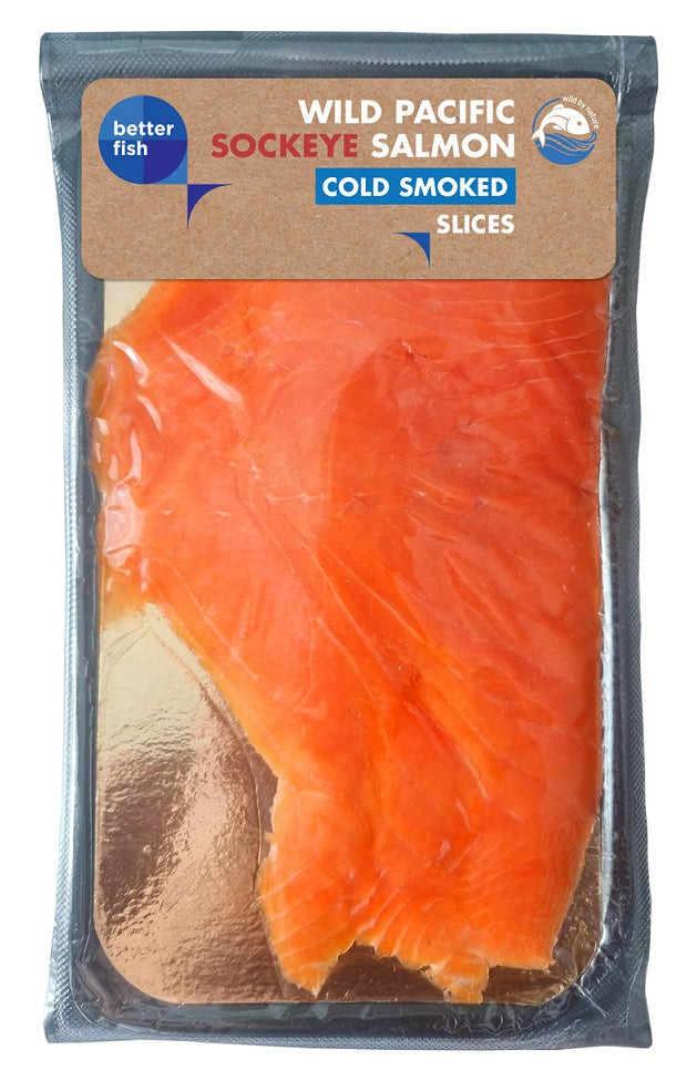 ŁOSOŚ PACYFICZNY DZIKI SOCKEYE PLASTRY WĘDZONE NA ZIMNO 80 g...