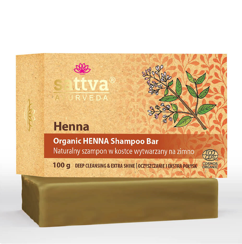 SZAMPON DO WŁOSÓW W KOSTCE Z HENNĄ ECO 100 g - SATTVA (AYURVEDA)