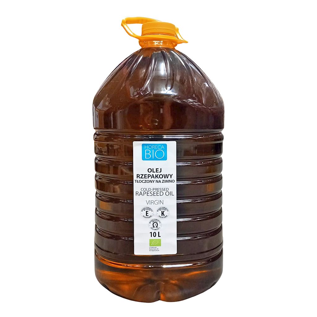 OLEJ RZEPAKOWY TŁOCZONY NA ZIMNO OMEGA-3 NIERAFINOWANY BIO 10 L...