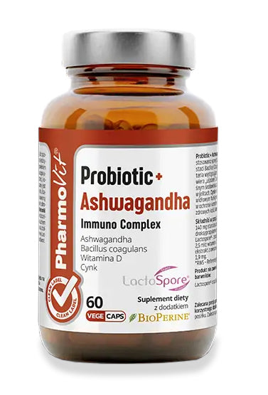 PROBIOTIC + ASHWAGANDHA IMMUNO COMPLEX BEZGLUTENOWE 60 KAPSUŁEK...