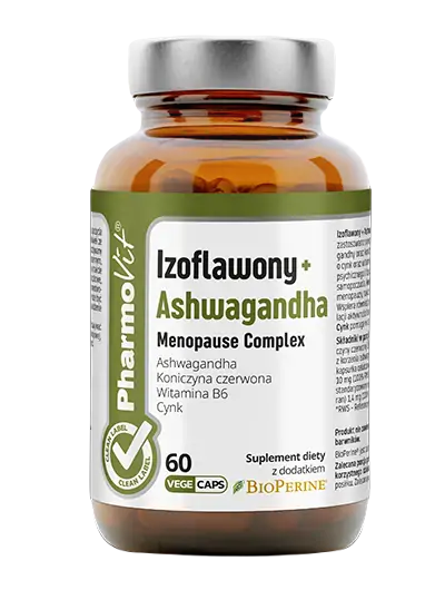 IZOFLAWONY + ASHWAGANDHA MENOPAUSE COMPLEX BEZGLUTENOWE 60 KAPSUŁEK...