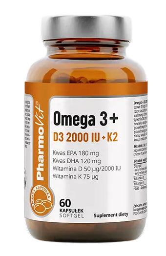 OMEGA-3 + WITAMINA D3 + K2 BEZGLUTENOWA 60 KAPSUŁEK - PHARMOVIT (CLEAN...