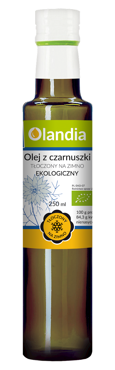 OLEJ Z CZARNUSZKI NIEFILTROWANY TŁOCZONY NA ZIMNO BIO 250 ml - OLANDIA