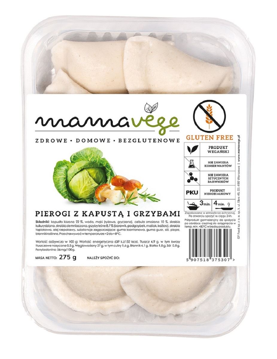 PIEROGI Z KAPUSTĄ I GRZYBAMI BEZGLUTENOWE 275 g - MAMA VEGE
