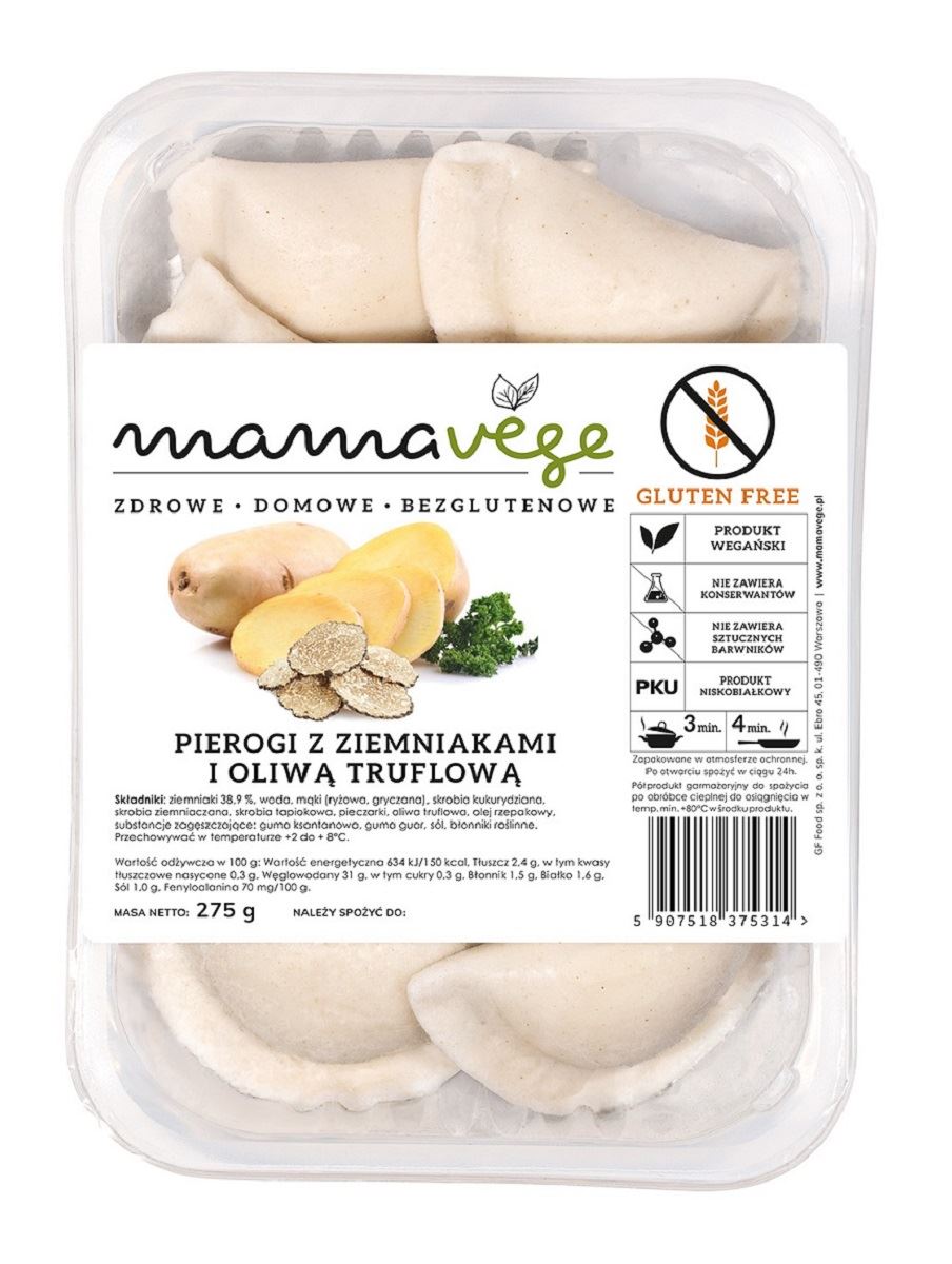PIEROGI Z ZIEMNIAKAMI I OLIWĄ TRUFLOWĄ BEZGLUTENOWE 275 g - MAMA VEGE