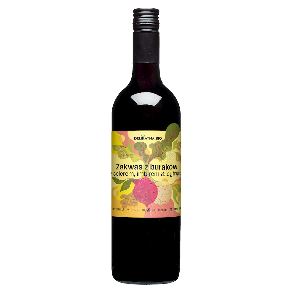 ZAKWAS Z BURAKÓW Z SELEREM, IMBIREM I CYTRYNĄ BIO 750 ml - DELIKATNA