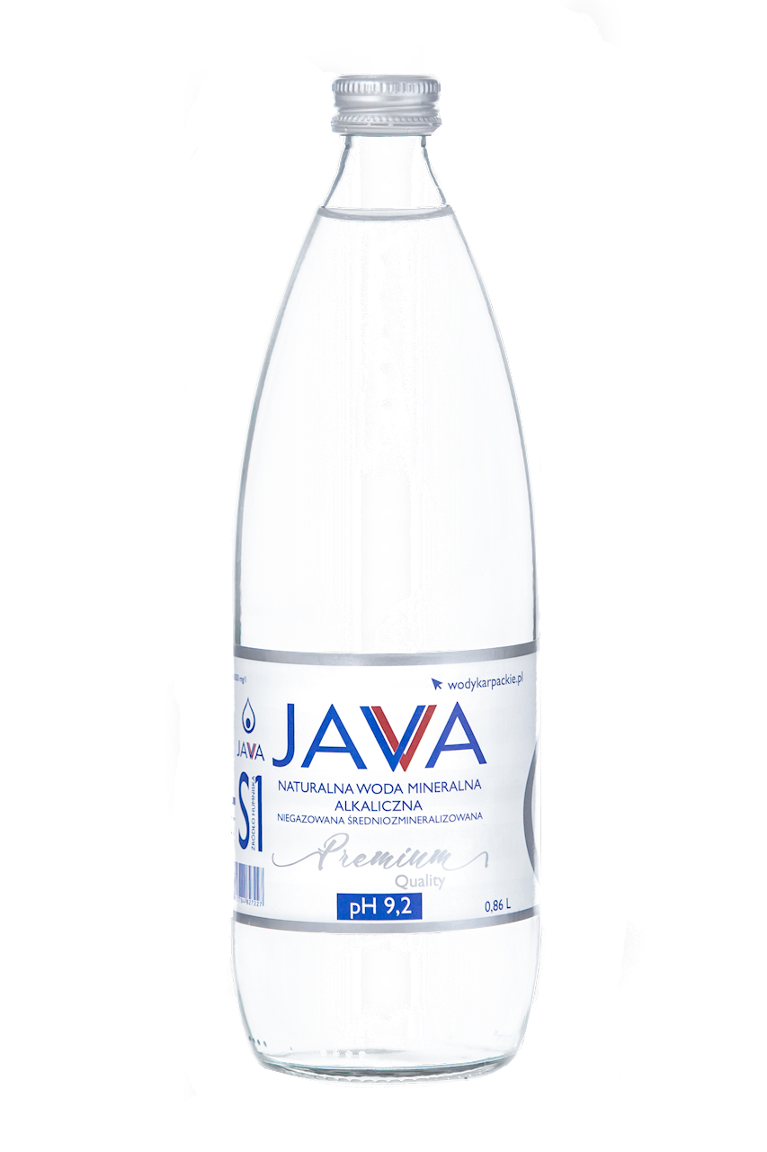 NATURALNA WODA MINERALNA ALKALICZNA NIEGAZOWANA 860 ml (SZKŁO) - JAVA