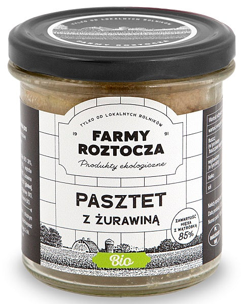 PASZTET DROBIOWO - WIEPRZOWY Z ŻURAWINĄ BIO 180 g (SŁOIK) - FARMY...