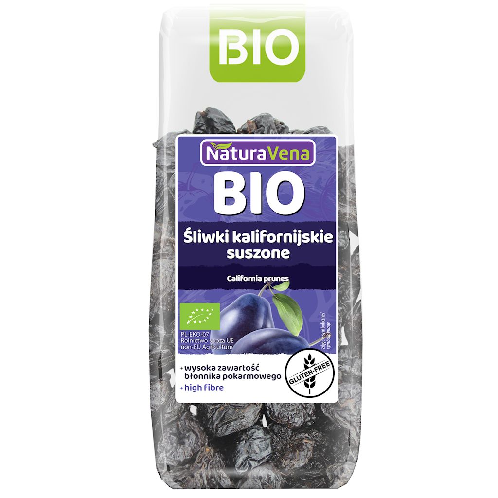 ŚLIWKI KALIFORNIJSKIE SUSZONE BEZGLUTENOWE BIO 200 g - NATURAVENA
