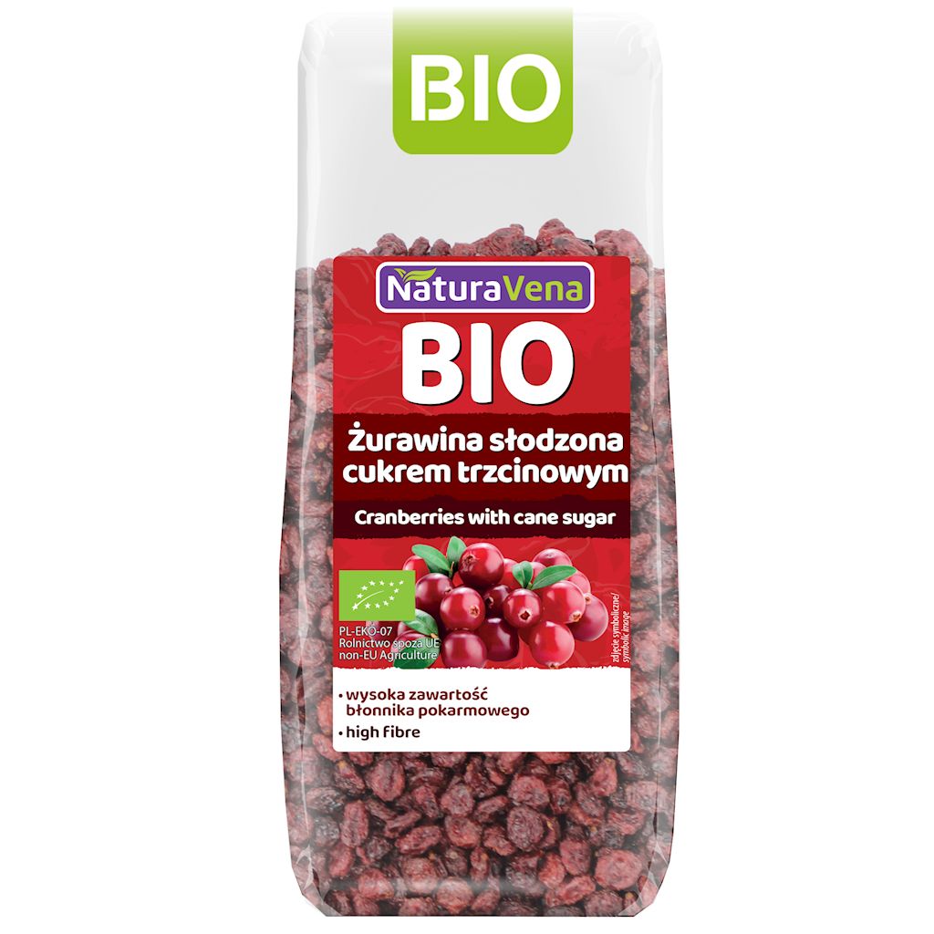 ŻURAWINA Z CUKREM TRZCINOWYM BIO 100 g - NATURAVENA