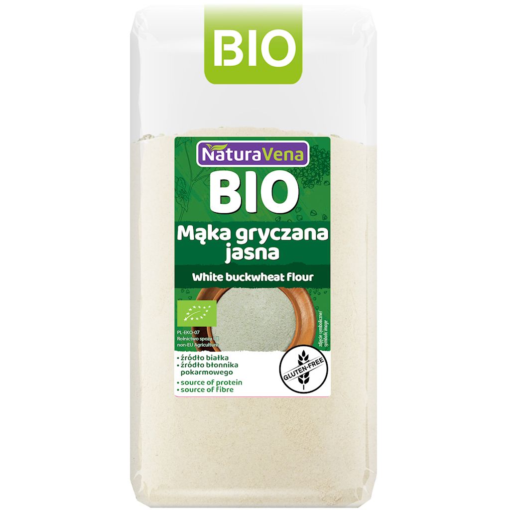 MĄKA GRYCZANA JASNA BEZGLUTENOWA BIO 500 g - NATURAVENA