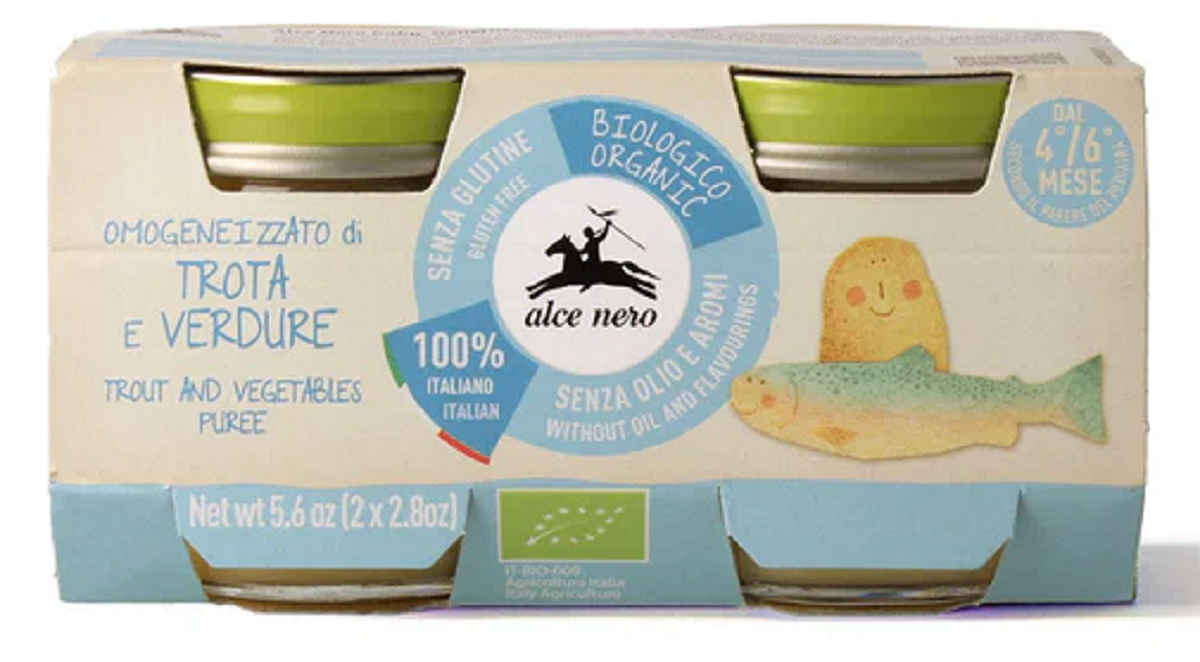 PSTRĄG Z WARZYWAMI BEZGLUTENOWY OD 4 MIESIĄCA BIO (2 x 80 g) 160 g - ALCE