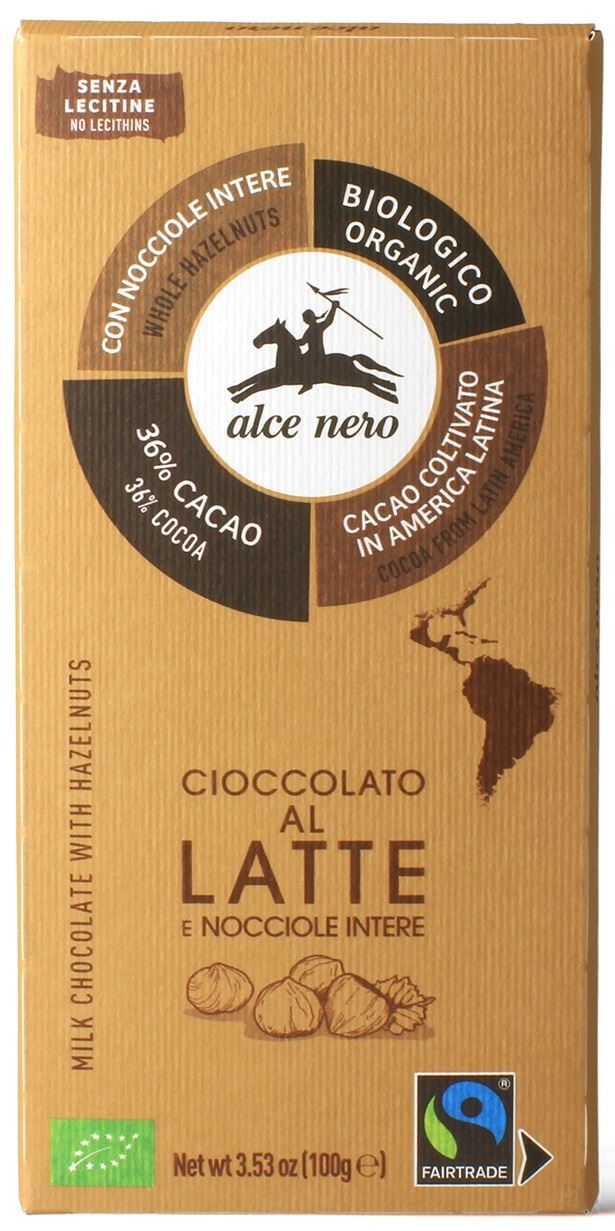 CZEKOLADA MLECZNA Z CAŁYMI ORZECHAMI LASKOWYMI FAIR TRADE BIO 100 g...