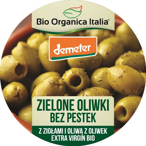 OLIWKI ZIELONE BEZ PESTEK Z ZIOŁAMI DEMETER BIO 125 g - BIO ORGANICA...