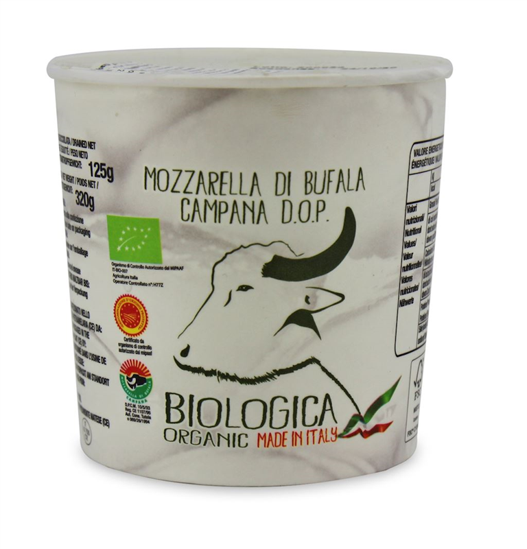 MOZZARELLA DI BUFALA (Z MLEKA BAWOLEGO) KULKA (W KUBECZKU) BIO 320 g...