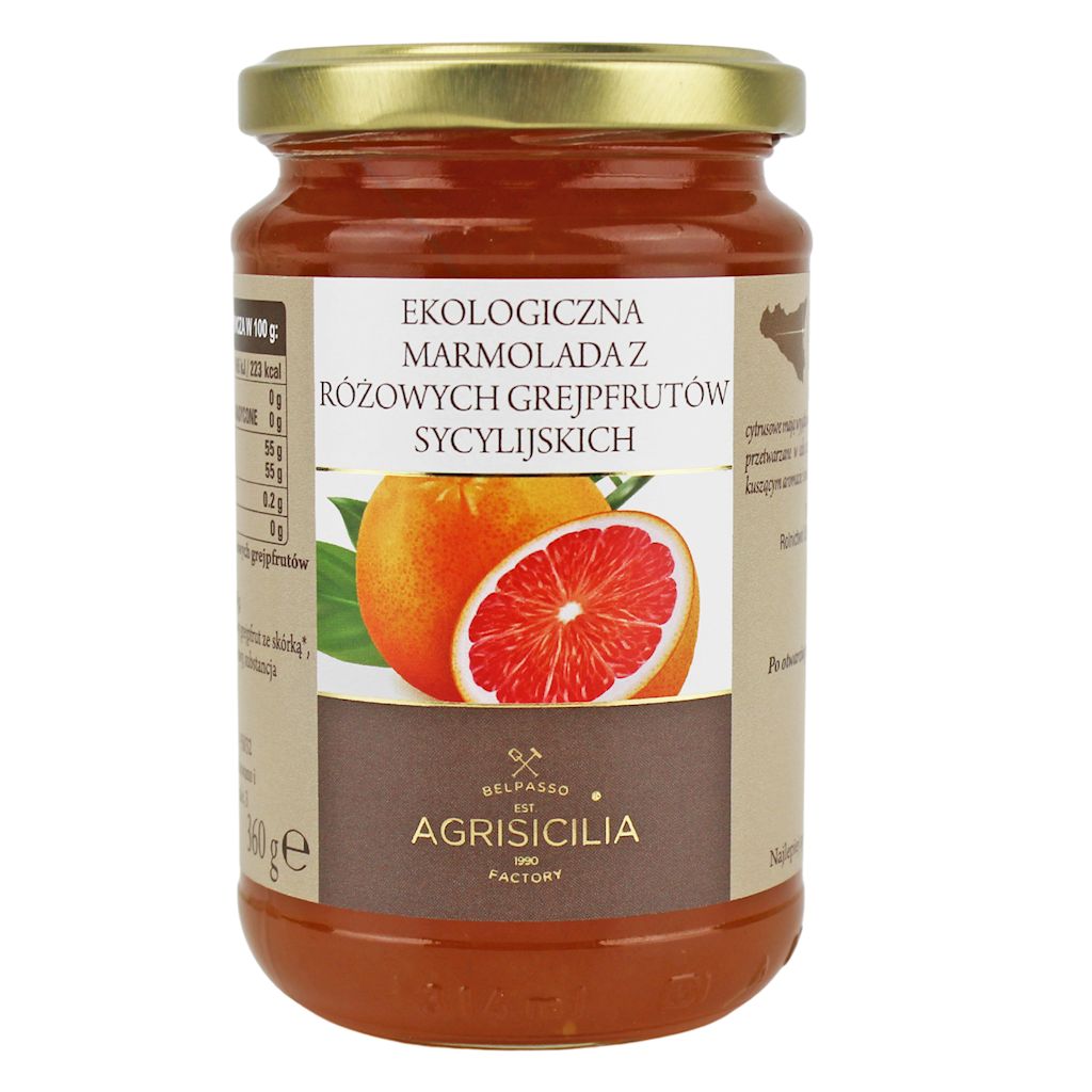 MARMOLADA Z RÓŻOWYCH GREJPFRUTÓW SYCYLIJSKICH BIO 360 g - AGRISICILIA