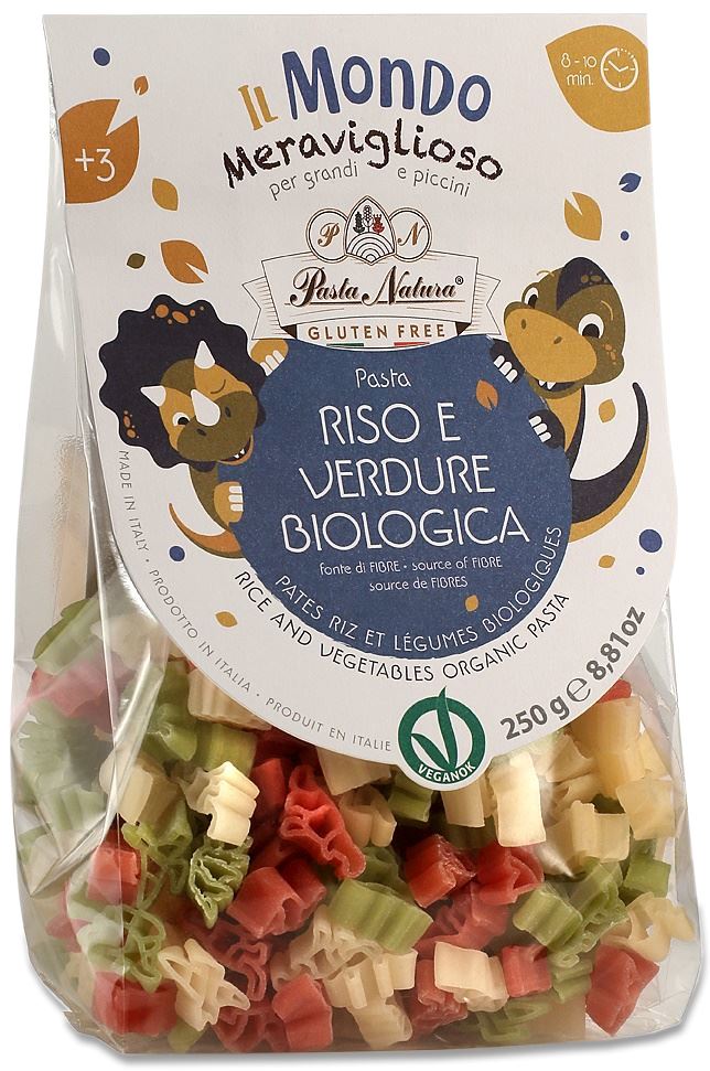 MAKARON (RYŻOWY TRÓJKOLOROWY) DLA DZIECI DINOZAURY BEZGLUTENOWY BIO...