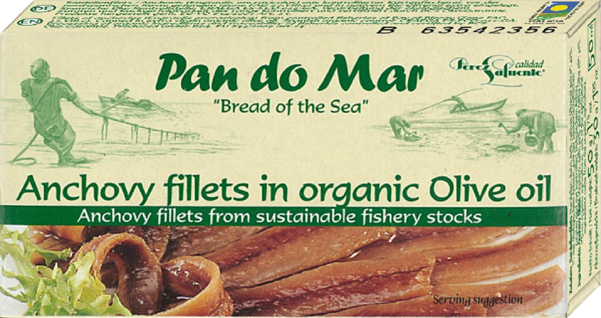 ANCHOIS (SARDELE) FILETY W BIO OLIWIE Z OLIWEK EXTRA VIRGIN 50 g - PAN DO