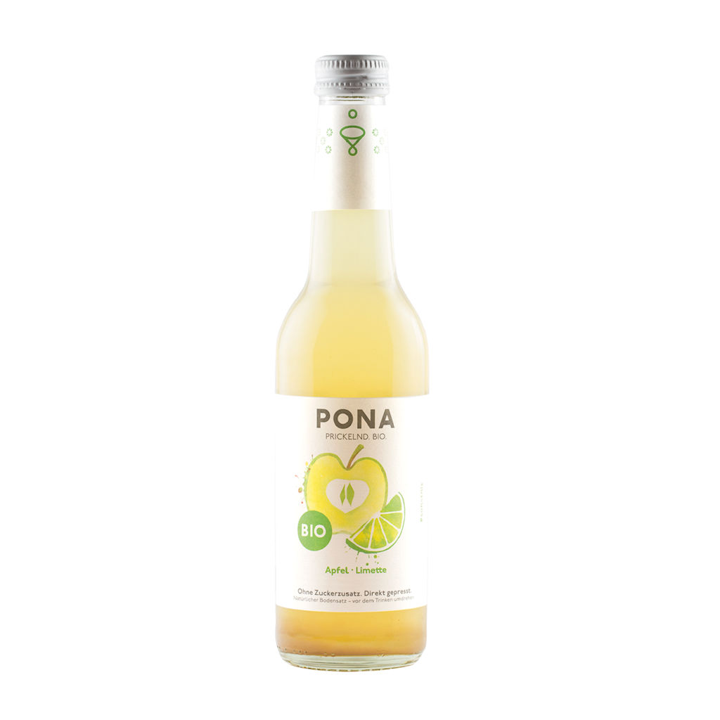 NAPÓJ MUSUJĄCY JABŁKO - LIMONKA BEZ DODATKU CUKRÓW BIO 330 ml - PONA