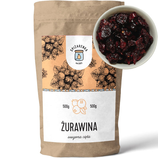 ŻURAWINA suszona cięta niesiarkowana KANADA 500g DUŻA PACZKA