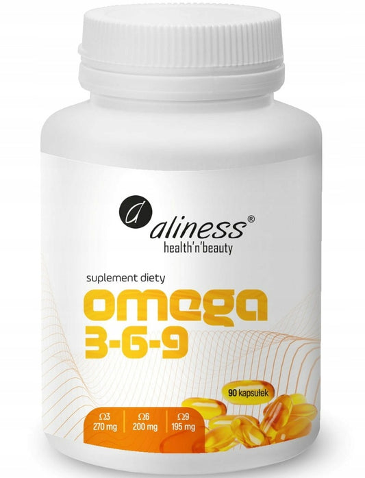 OMEGA 3-6-9 90 kaps EPA DHA ALA SERCE WZROK MÓZG ODPORNOŚĆ - Aliness
