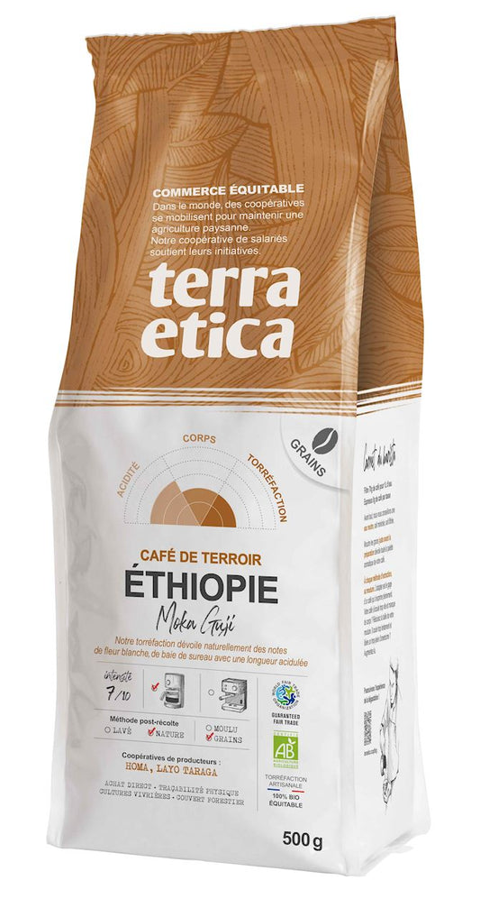 KAWA ZIARNISTA ARABICA 100 % MOKA GUJI ETIOPIA FAIR TRADE BIO 500 g...