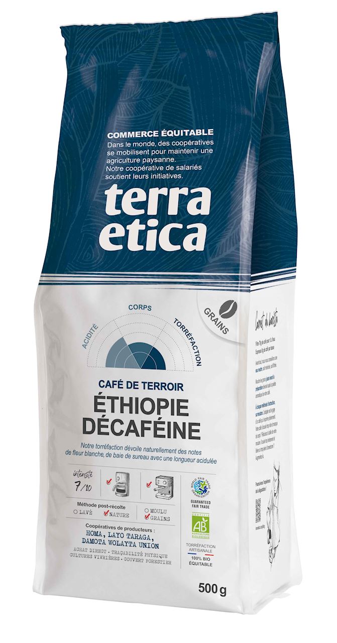 KAWA ZIARNISTA BEZKOFEINOWA ARABICA 100 % ETIOPIA FAIR TRADE BIO 500 g...