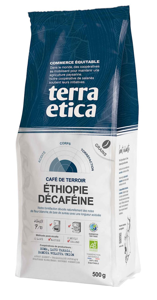 KAWA ZIARNISTA BEZKOFEINOWA ARABICA 100 % ETIOPIA FAIR TRADE BIO 500 g...