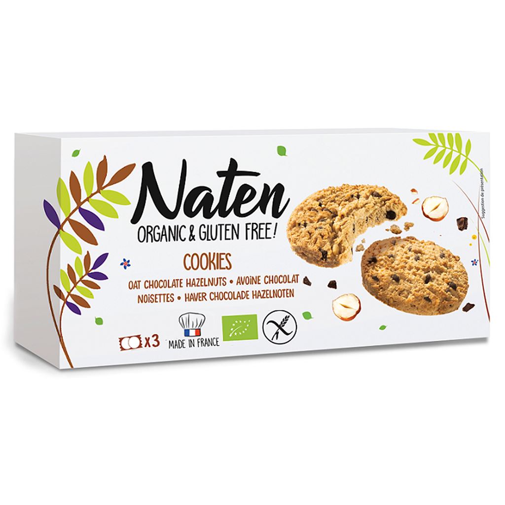 CIASTKA OWSIANE Z CZEKOLADĄ I ORZECHAMI LASKOWYMI BEZGLUTENOWE BIO 120...